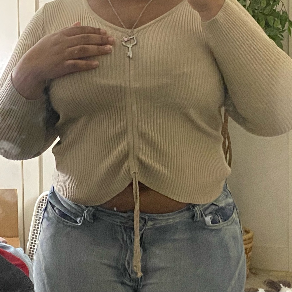 New look Beige Ribbed Knit Sweater